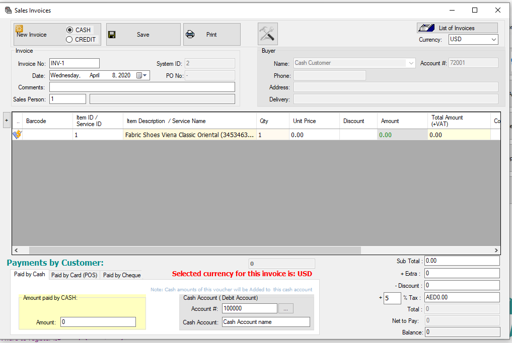 Invoice entry