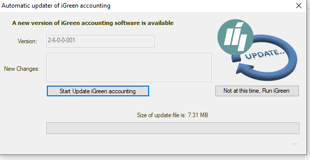 Updater software for iGreen accounting
