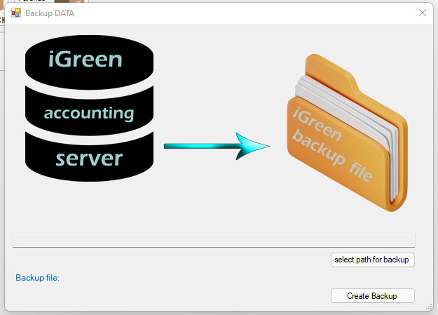 Backup form in iGreen accounting software